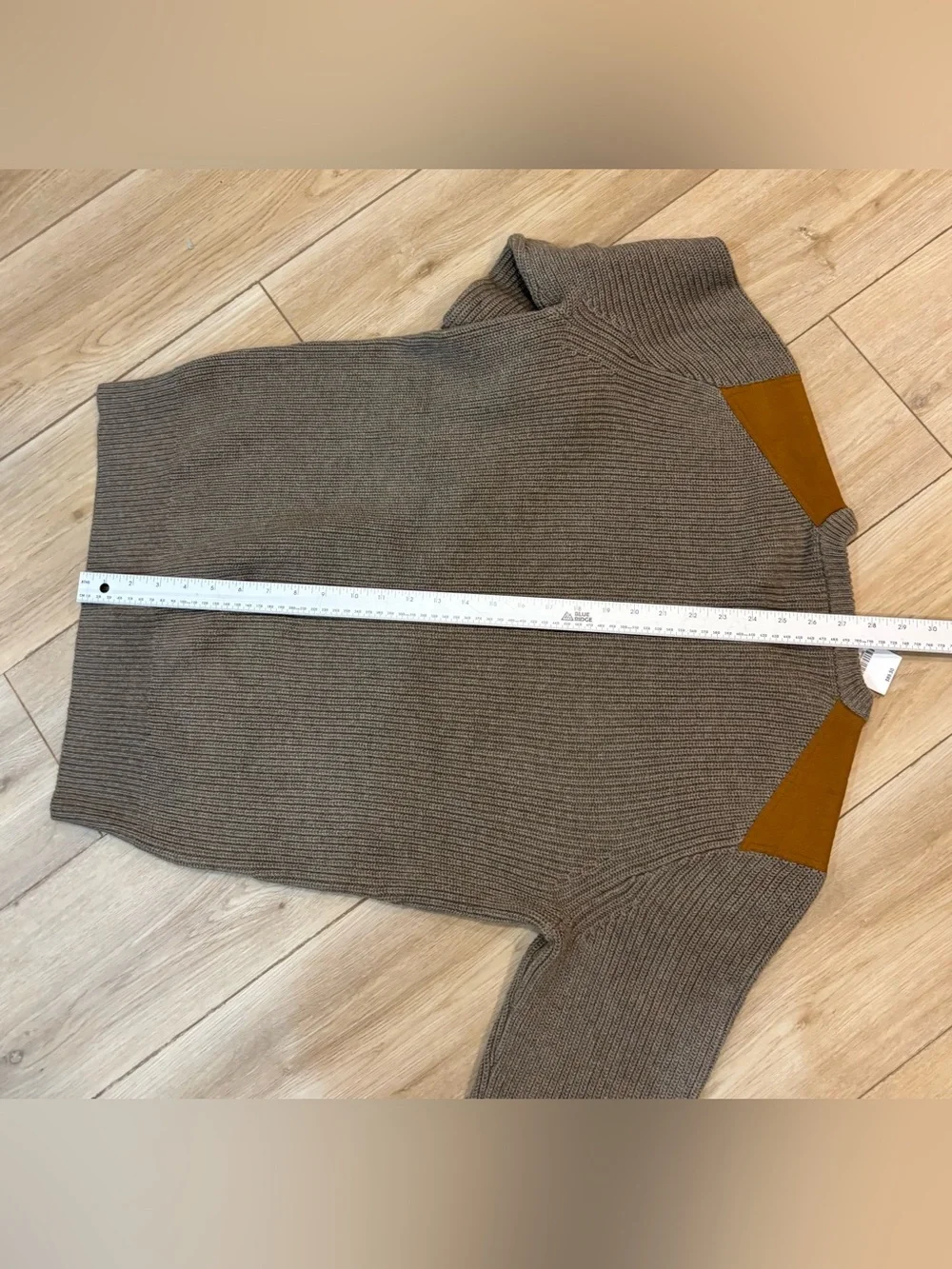 J.Crew Woodsman Sweater Leather Shoulder Patches Cotton Heather Fawn Large L NWT